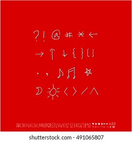 Hand drawn alphabet & number - vector