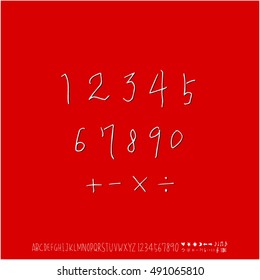 Hand drawn alphabet & number - vector