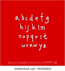 Hand drawn alphabet & number - vector