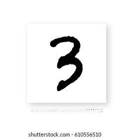 Hand drawn alphabet & number - vector