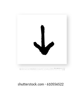 Hand drawn alphabet & number - vector