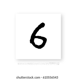 Hand drawn alphabet & number - vector