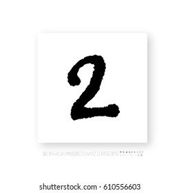 Hand drawn alphabet & number - vector