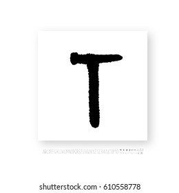 Hand drawn alphabet & number - vector