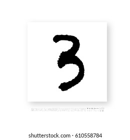 Hand drawn alphabet & number - vector