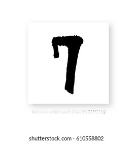 Hand drawn alphabet & number - vector