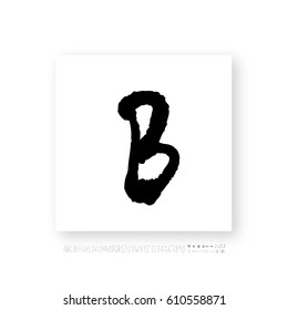 Hand drawn alphabet & number - vector