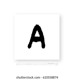 Hand drawn alphabet & number - vector