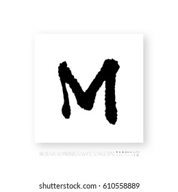Hand drawn alphabet & number - vector