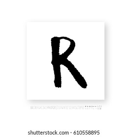 Hand drawn alphabet & number - vector
