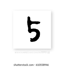 Hand drawn alphabet & number - vector