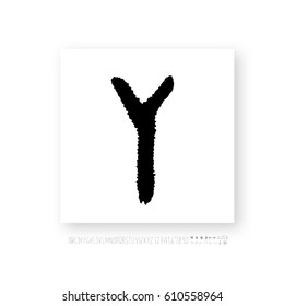 Hand drawn alphabet & number - vector