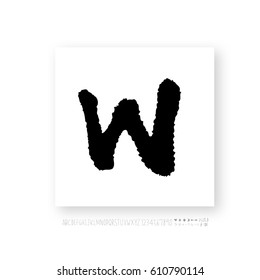 Hand drawn alphabet & number - vector
