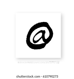 Hand drawn alphabet & number - vector