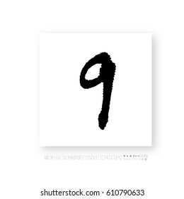 Hand drawn alphabet & number - vector