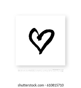 Hand drawn alphabet & number - vector