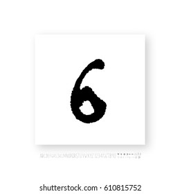 Hand drawn alphabet & number - vector