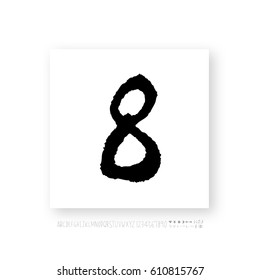 Hand drawn alphabet & number - vector
