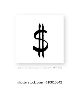Hand drawn alphabet & number - vector