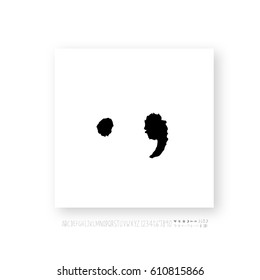 Hand drawn alphabet & number - vector