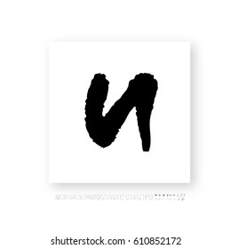 Hand drawn alphabet & number - vector