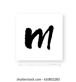 Hand drawn alphabet & number - vector
