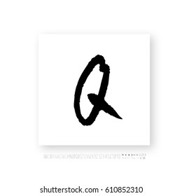 Hand drawn alphabet & number - vector