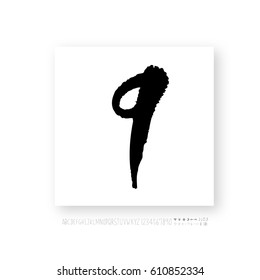 Hand drawn alphabet & number - vector