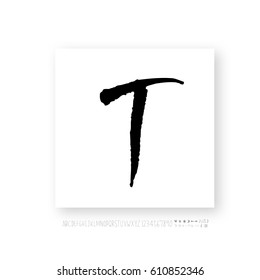 Hand drawn alphabet & number - vector