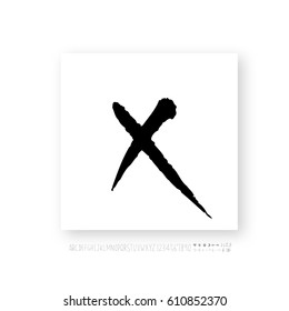 Hand drawn alphabet & number - vector