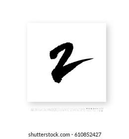 Hand drawn alphabet & number - vector