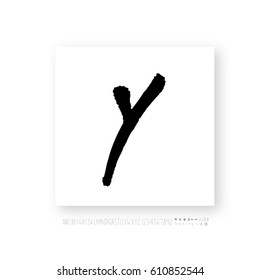 Hand drawn alphabet & number - vector