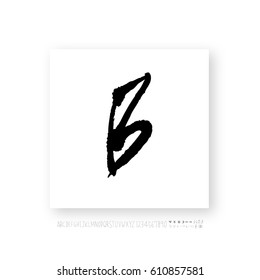 Hand drawn alphabet & number - vector