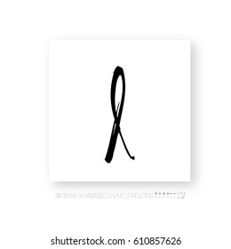 Hand drawn alphabet & number - vector