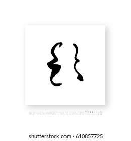Hand drawn alphabet & number - vector