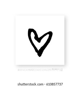 Hand drawn alphabet & number - vector