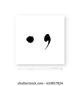 Hand drawn alphabet & number - vector
