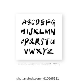 Hand drawn alphabet & number - vector