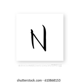 Hand drawn alphabet & number - vector
