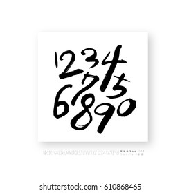 Hand drawn alphabet & number - vector
