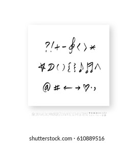 Hand drawn alphabet & number - vector