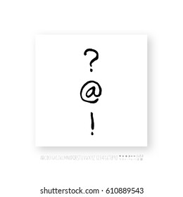 Hand drawn alphabet & number - vector