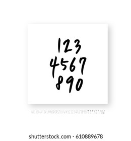 Hand drawn alphabet & number - vector