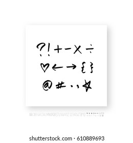 Hand drawn alphabet & number - vector