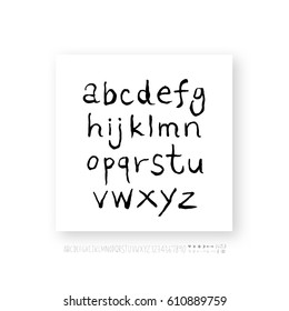 Hand drawn alphabet & number - vector