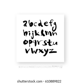 Hand drawn alphabet & number - vector
