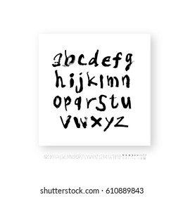 Hand drawn alphabet & number - vector