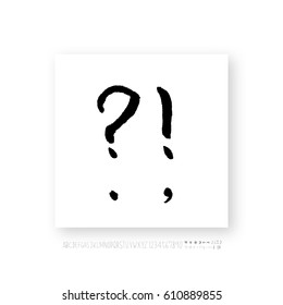 Hand drawn alphabet & number - vector