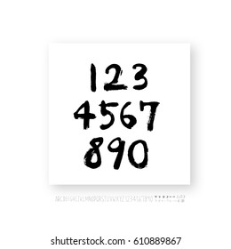 Hand drawn alphabet & number - vector