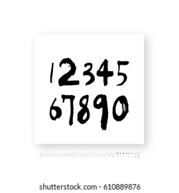 Hand drawn alphabet & number - vector